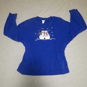 Blue snowman holiday sweater